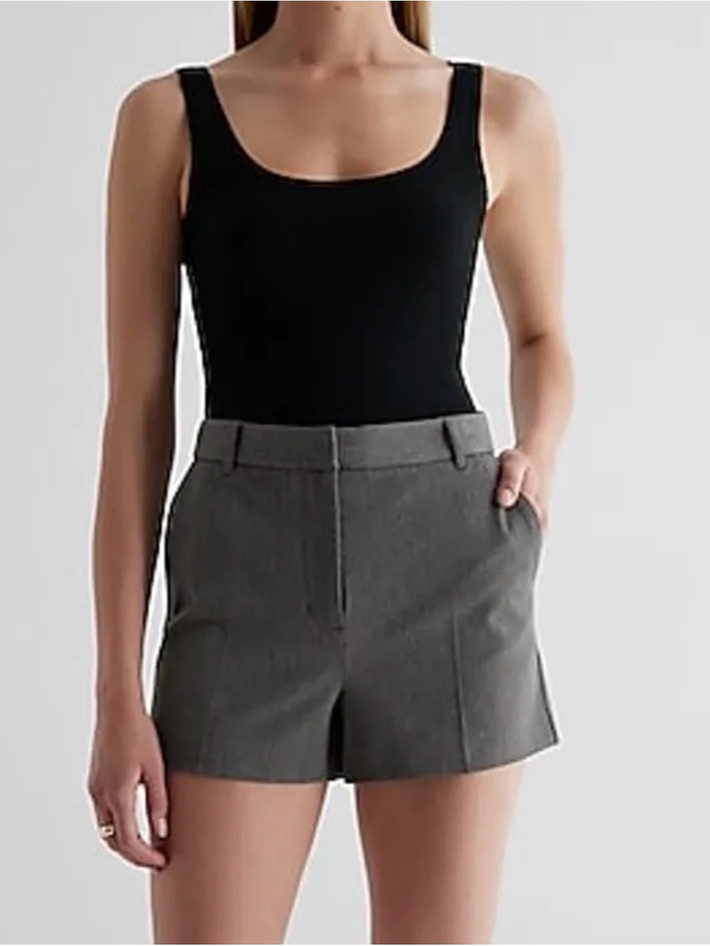 Classic Express Editor High Waist Tailored Women's Gray Shorts